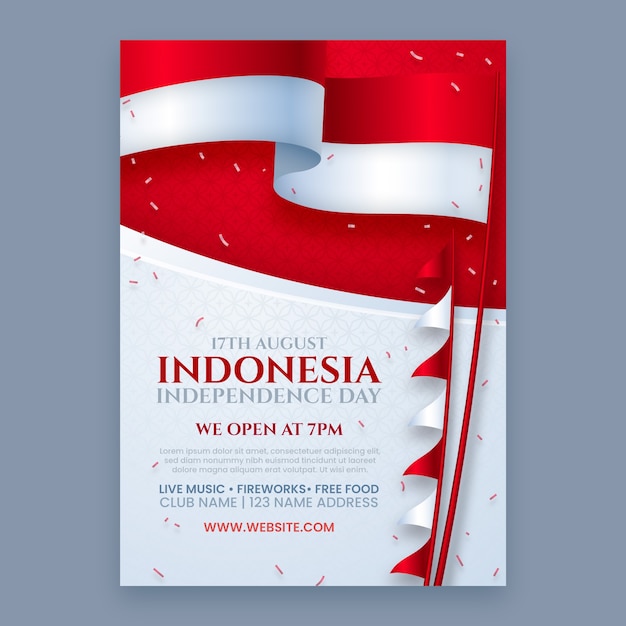 인도네시아 독립 기념일 축하를 위한 수직 포스터 템플릿