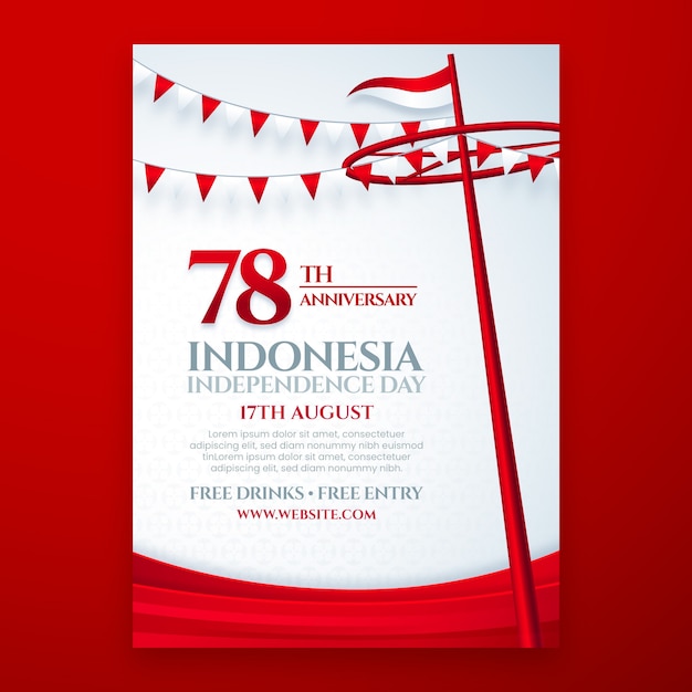 Free vector vertical poster template for indonesia independence day celebration