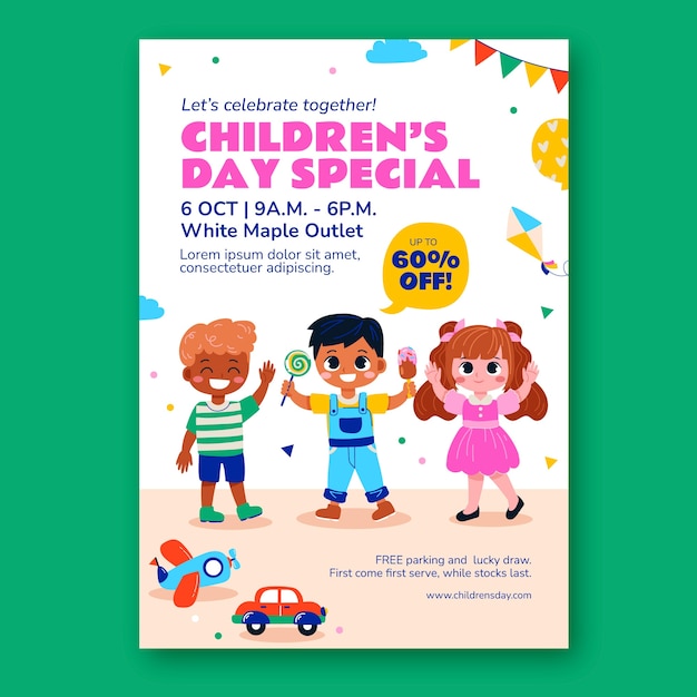 Vertical poster template for international children's day celebration