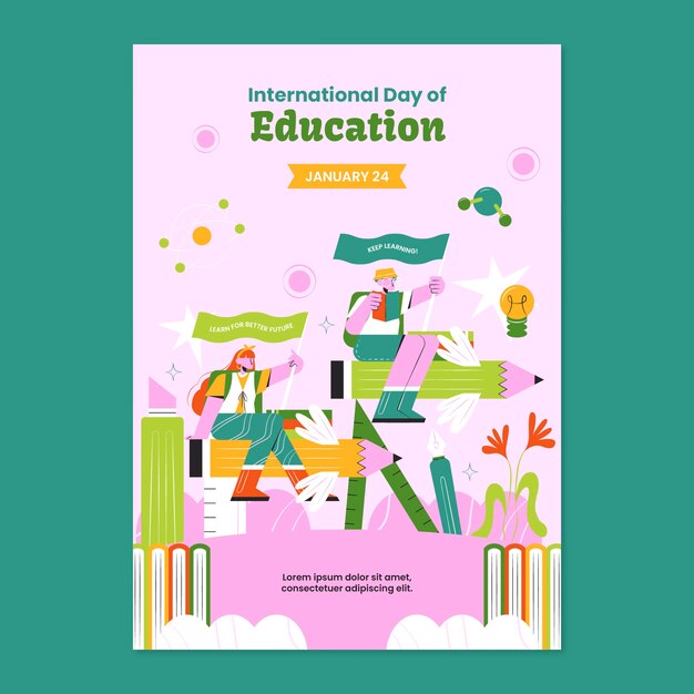 Vertical poster template for international day of education