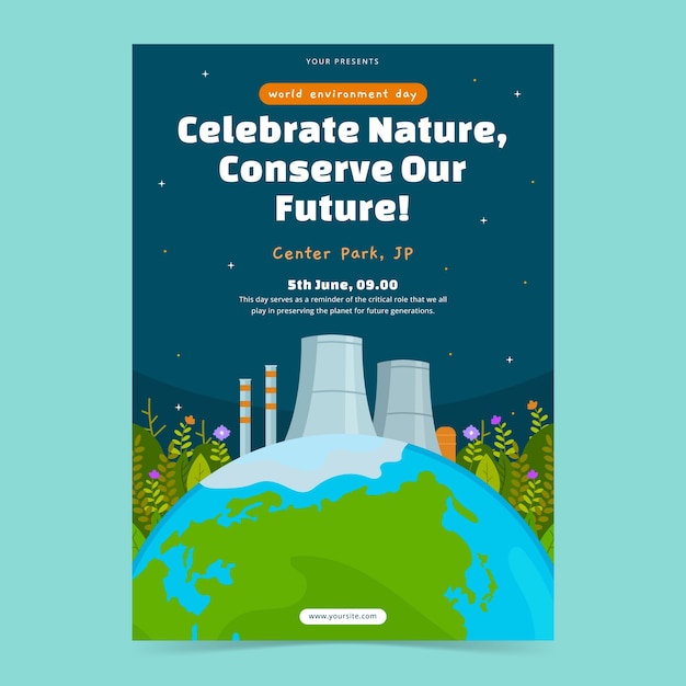 Modello di poster verticale per la celebrazione dell'ambiente internazionale