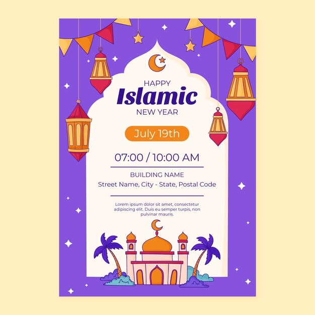 Vertical poster template for islamic new year celebration