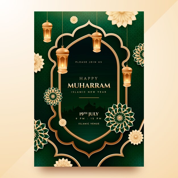 Vertical poster template for islamic new year celebration