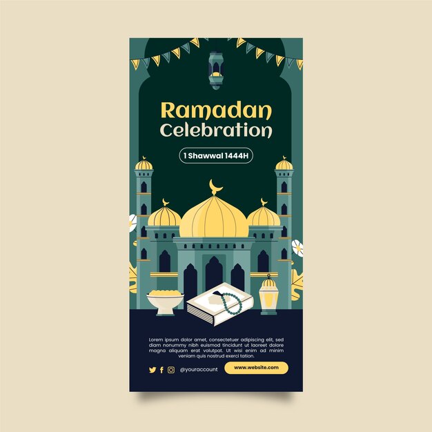 Vertical poster template for islamic ramadan celebration