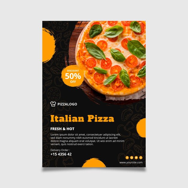 Вертикальный шаблон плаката для ресторана итальянской кухни