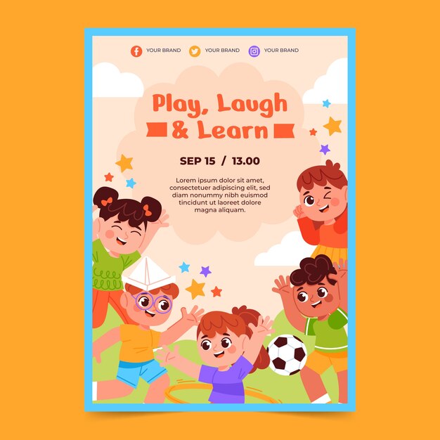 Vertical poster template for kids