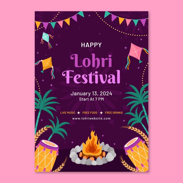 Vertical poster template for lohri festival celebration