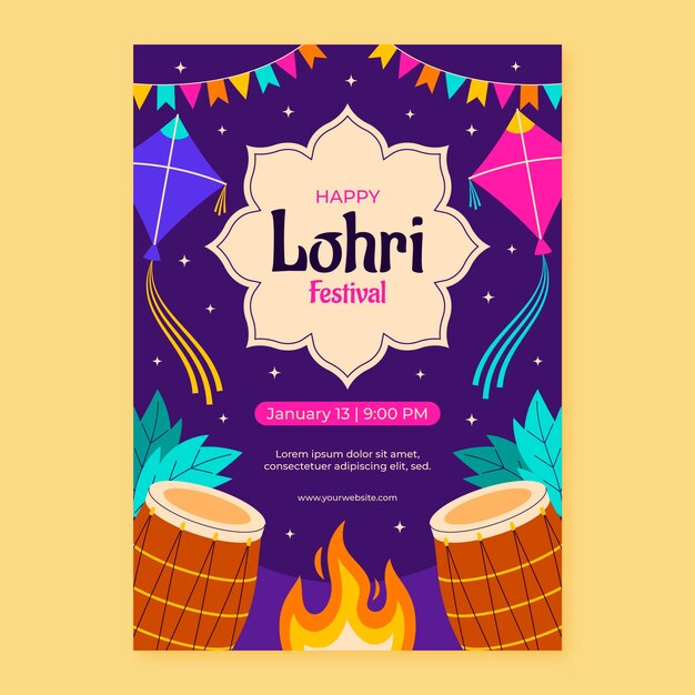 Vertical poster template for lohri festival celebration