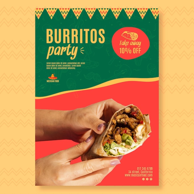 Vertical poster template for mexican food restaurant