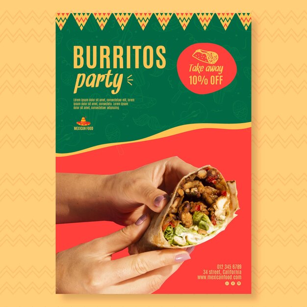 Vertical poster template for mexican food restaurant