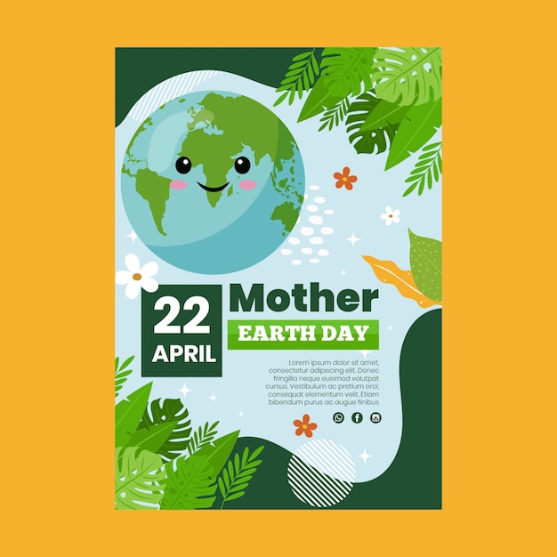 Modello di poster verticale per la celebrazione della giornata della madre terra