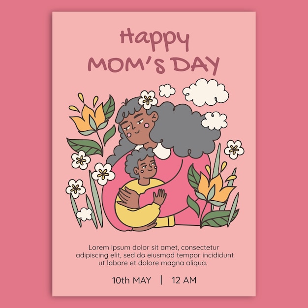 Free vector vertical poster template for mother's day celebration