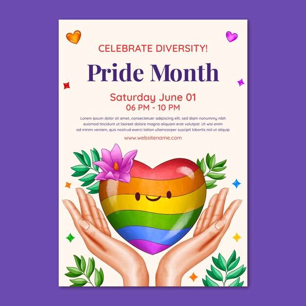 Vertical poster template for pride month celebration