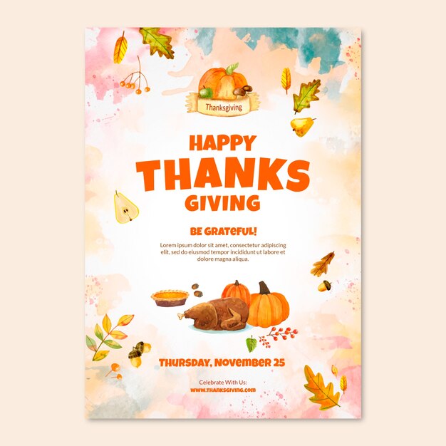 Vertical poster template for thanksgiving celebration