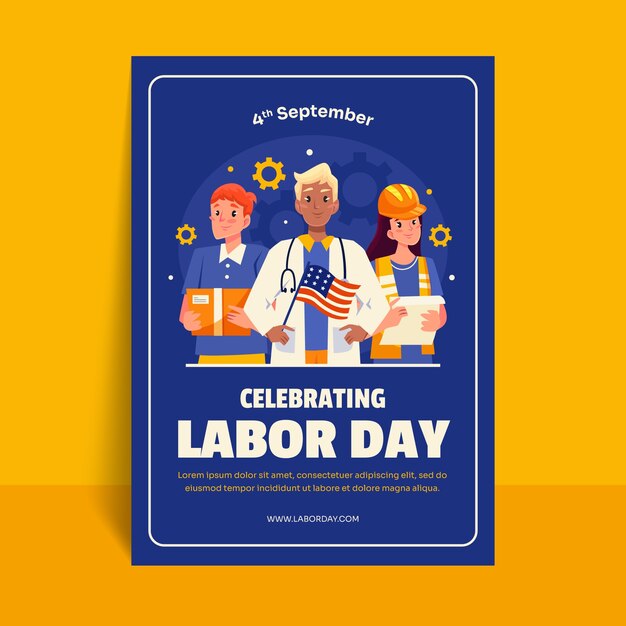 私たちの労働者の日のお祝いのための縦型ポスター テンプレート