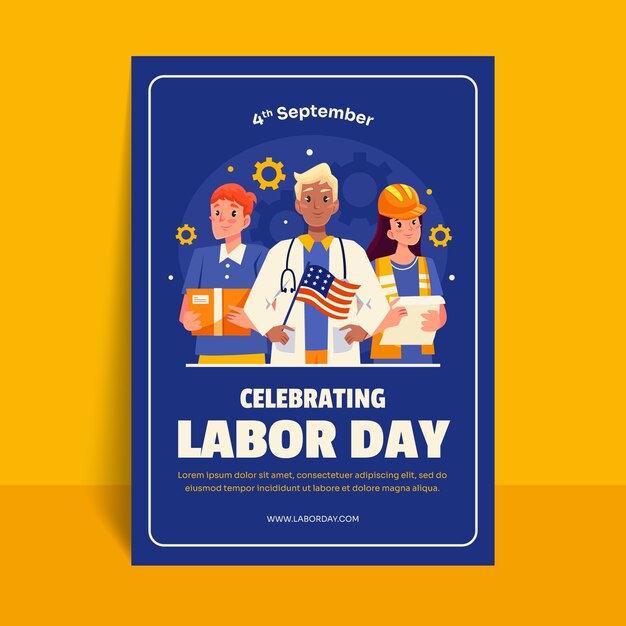 Vertical poster template for us labor day celebration