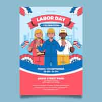 Free vector vertical poster template for us labor day celebration