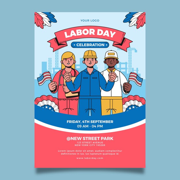 vertical poster template for us labor day celebration