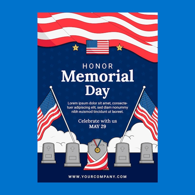 Vertical poster template for usa memorial day celebration