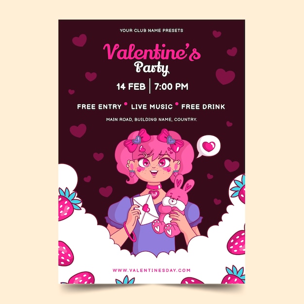 Vertical poster template for valentine's day celebration