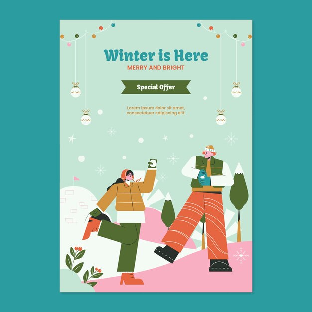 Free Vector vertical poster template for winter season celebration