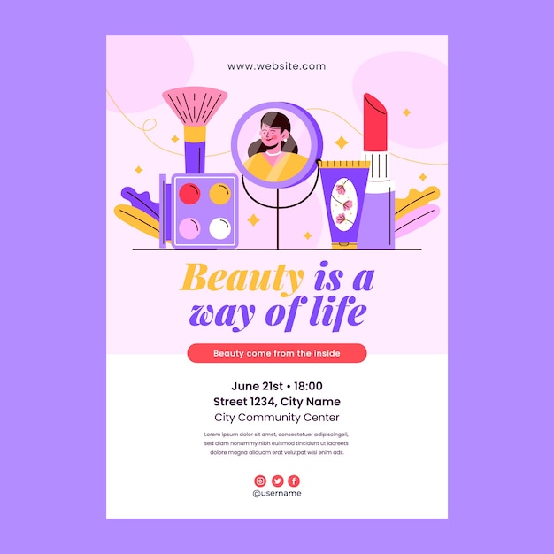 Vertical poster template for women's beauty and care
