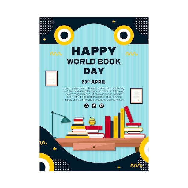 Vertical poster template for world book day celebration