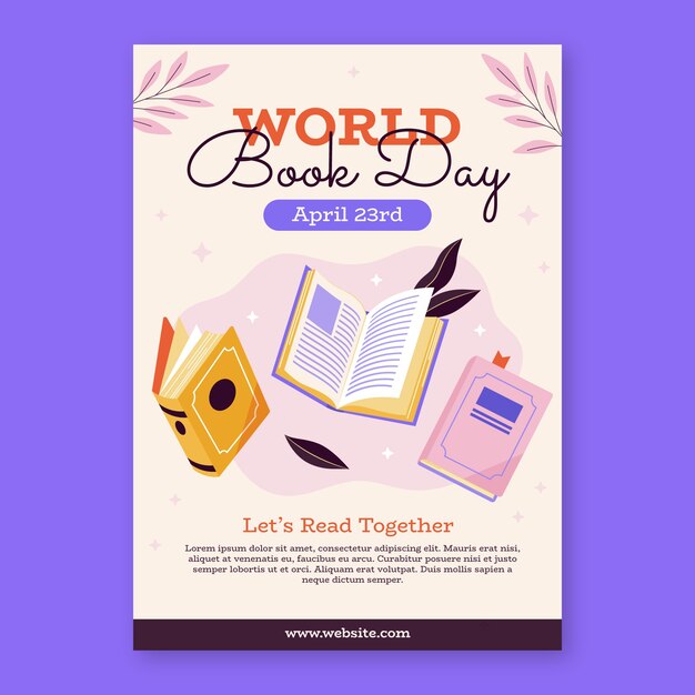 Vertical poster template for world book day celebration