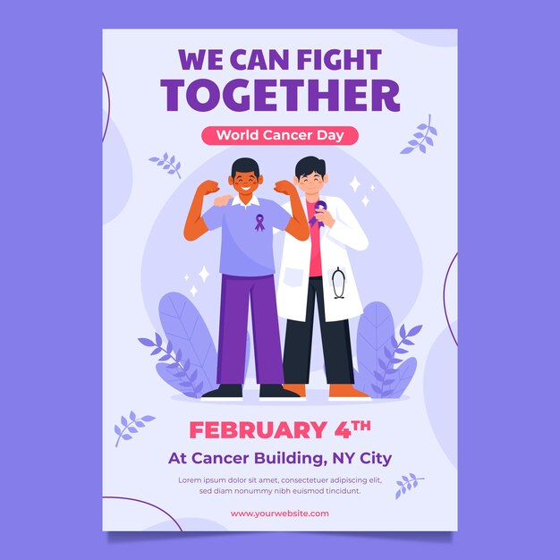 Vertical poster template for world cancer day awareness