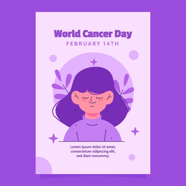 세계 암의 날에 대한 인식을 위한 수직 포스터 템플릿