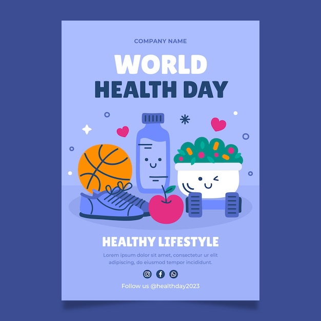 Free vector vertical poster template for world health day celebration