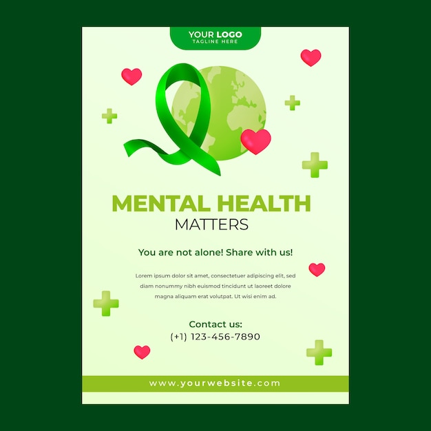 Free vector vertical poster template for world mental health day celebration