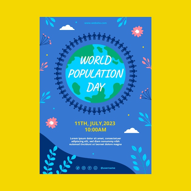 Free vector vertical poster template for world population day awareness