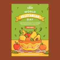 Free vector vertical poster template for world vegetarian day celebration