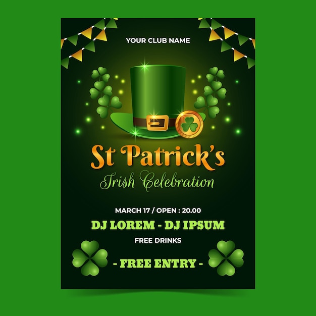 Free vector vertical st. patrick's day flyer