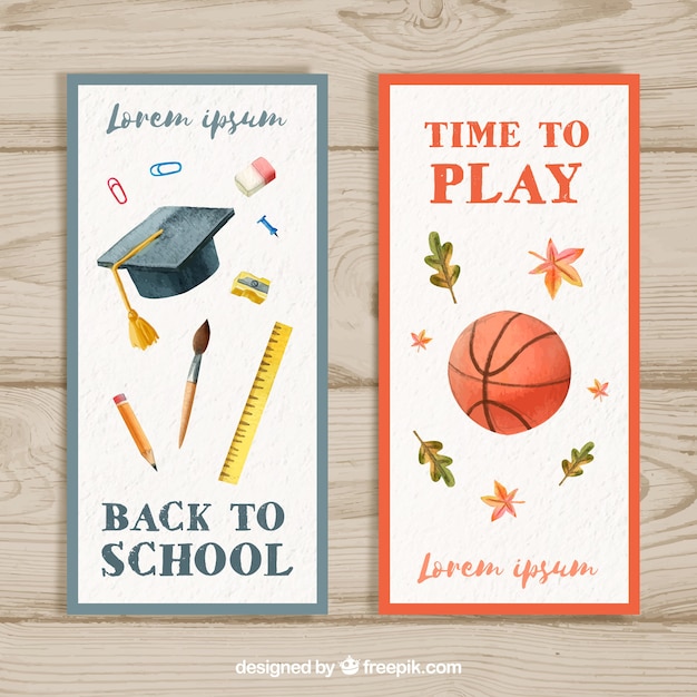 Vertical watercolor back to school banners