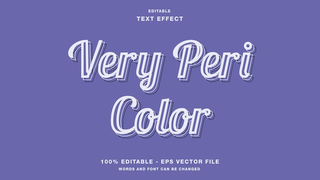 Very peri in the color of the year 2022 editable text effect