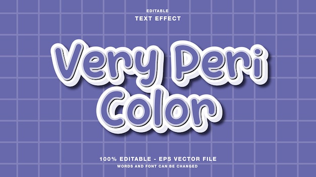 Very peri in the color of the year 2022 editable text effect