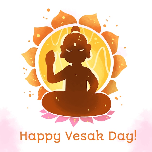 무료 벡터 수채화 스타일의 vesak 개념