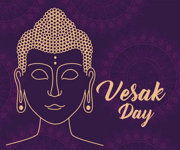 Carta del giorno vesak con testa di buddha