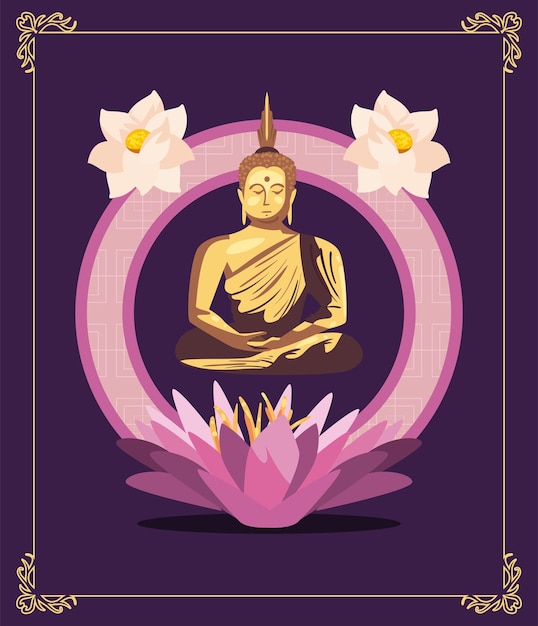 Free vector vesak day poster with buddha staute