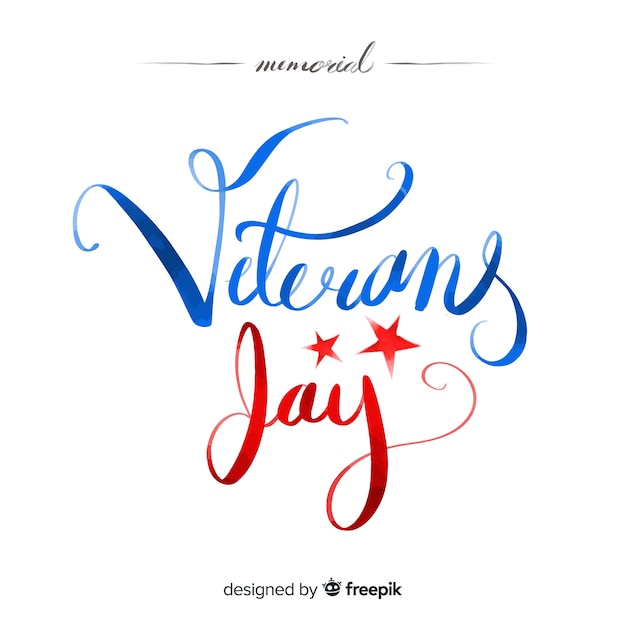 Veterans day background with red and blue lettering