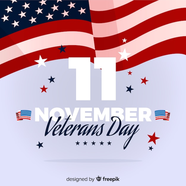 Vettore gratuito priorità bassa di giorno dei veterani con noi elementi della bandiera