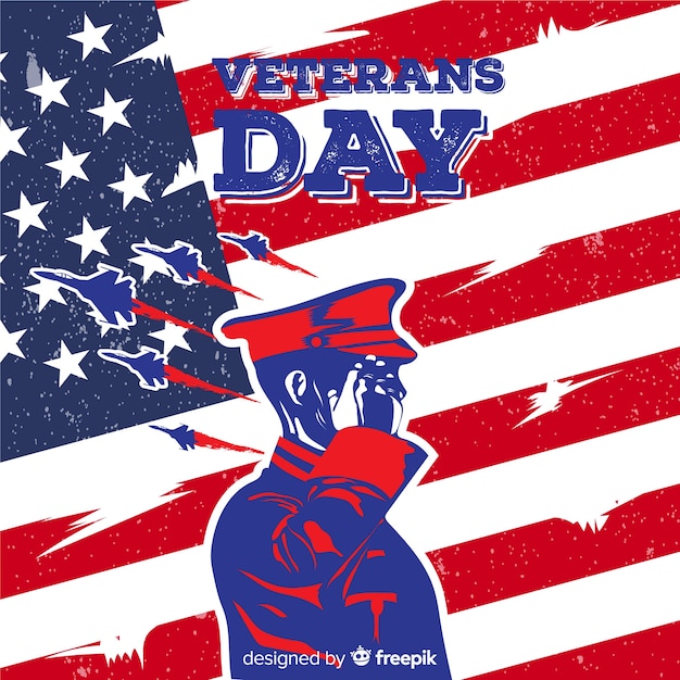 Veterans day background with us flag elements