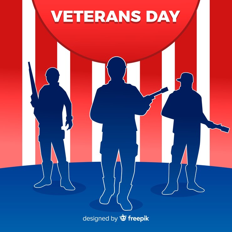 Free Vector veterans day background with us flag elements