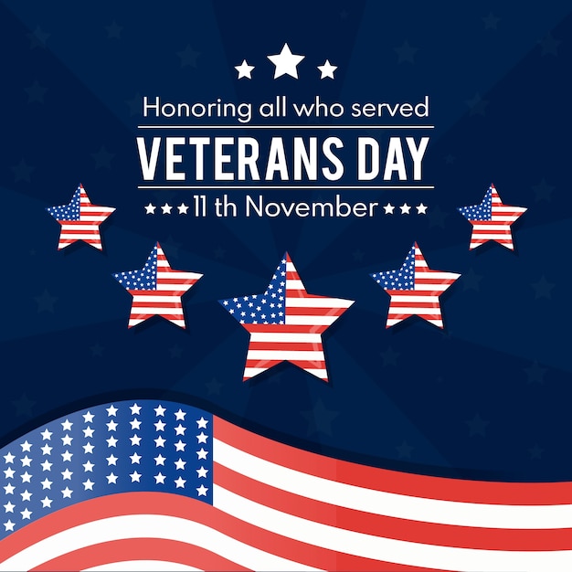 Veterans day concept in flat design