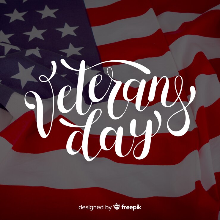 Free Vector veterans day lettering with photo