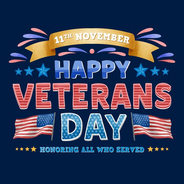 Veterans Day Lettering Free Vector Download