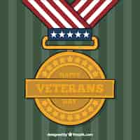 Vettore gratuito disegno di medaglia di giorno dei veterani