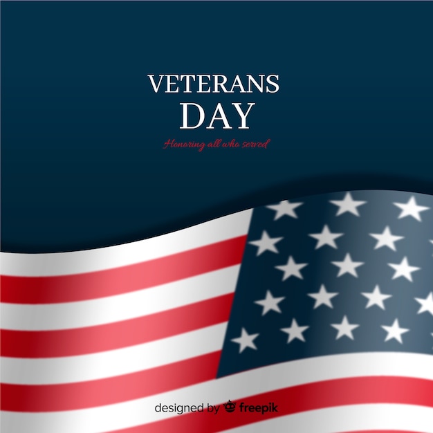 День ветеранов с реалистичным флагом и темным фоном